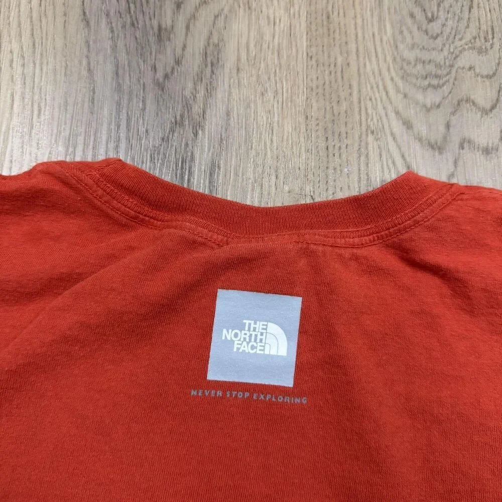 The North Face Shirt Mens Large Orange Ski Mountain Logo Graphic Tee Outdoor